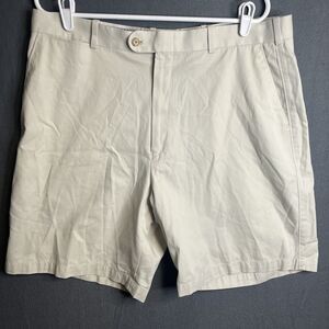 Peter Millar Shorts Men 38 White Solid‎ Flat Front Khakis Pockets Golf Chino